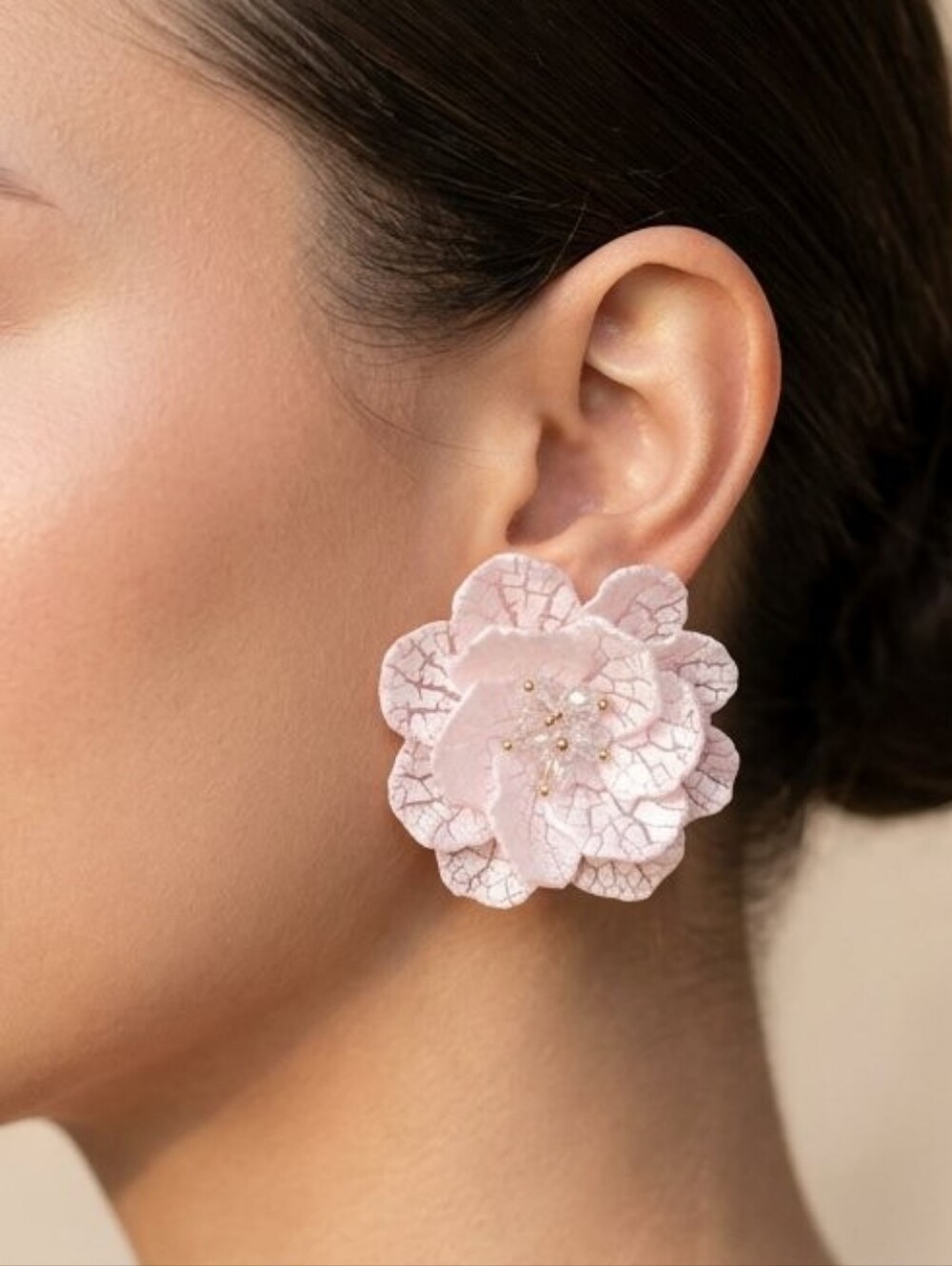 Blush Pink Floral Statement Earrings